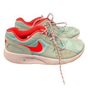Blue and pink Nike running shoes size 4.5y used